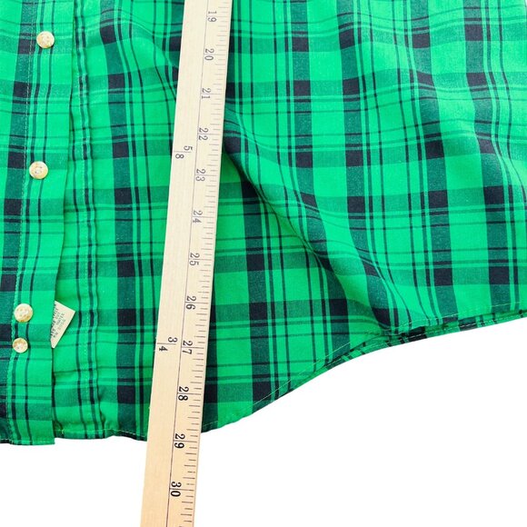 Saddlebred Green Plaid Button-Down Shirt X-Large Cotton/Polyester short sleeves - Picture 5 of 5